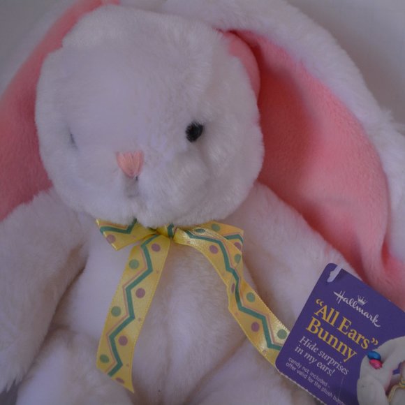 NWT Hallmark All Ears Plush Easter Bunny Rabbit Surprise Pockets 8" Cuddle Toy - Picture 12 of 12